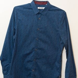Ben Sherman Men's Blue Floral Dress Shirt Size M